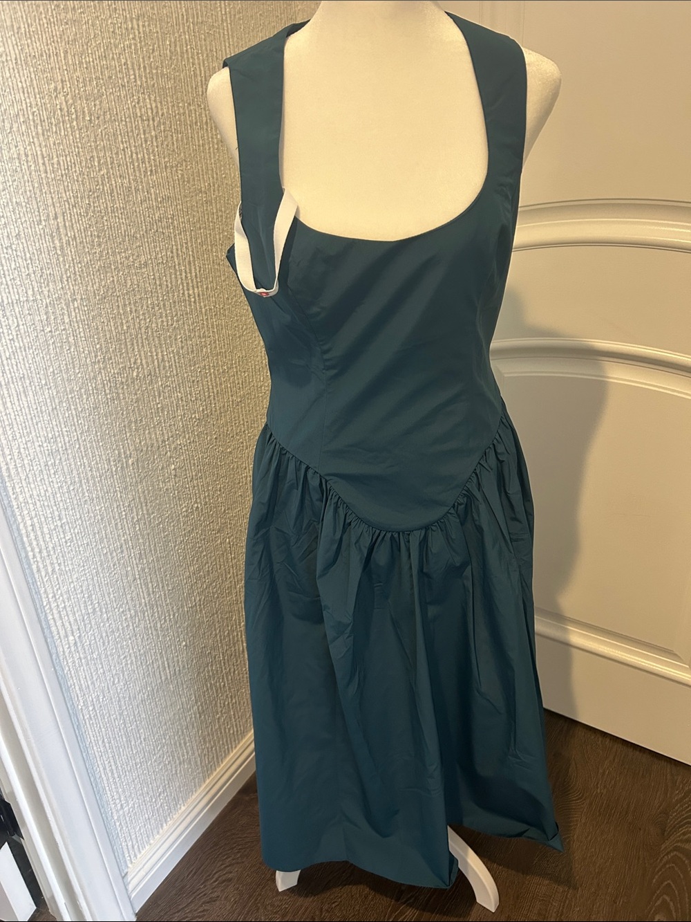 Women's Teal Scoop Neck Midi Dress